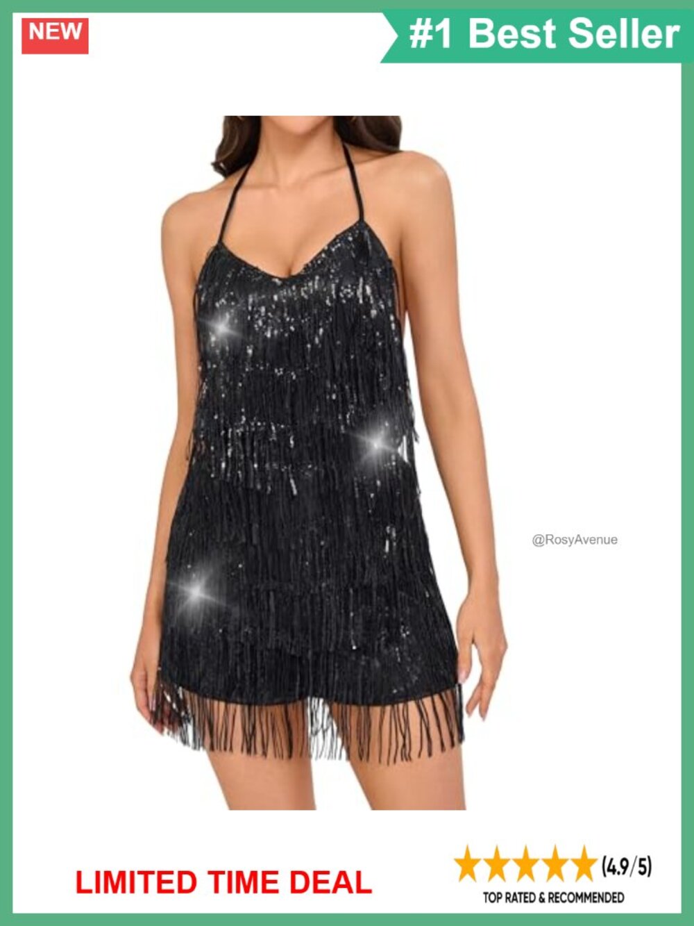 Sequin Fringe Backless V-Neck Mini Romper Party Club Outfit